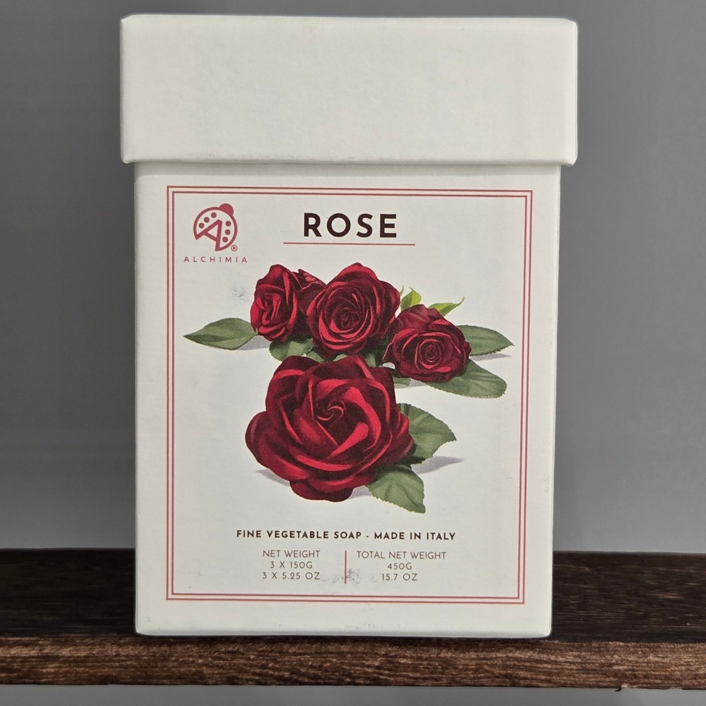 Alchimia Rose Fine Vegetable Soap Set Unisex 15.7oz Made In Italy Floral Luxury‎